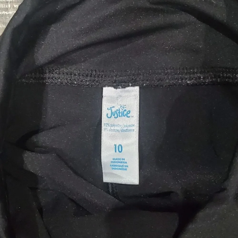Girls Leggings Size 10-12 Justice Kids Black and Gray Leggings Set 3 Pieces